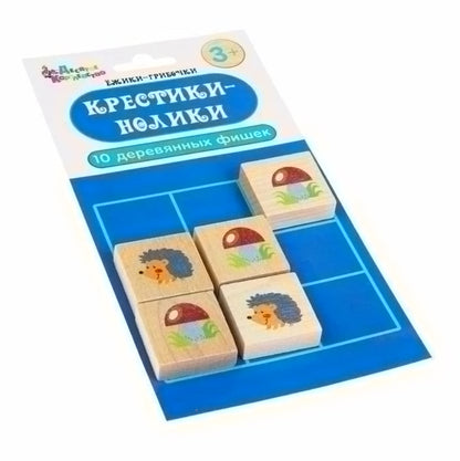 Игра настольная "Крестики-нолики. Ёжики-Грибочки", деревянные фишки, европодвес