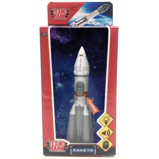 Технопарк. Ракета 18 см, металл, свет-звук, люк, бело-серый, кор. арт.ROCKET-18SL-WHGY-WOD