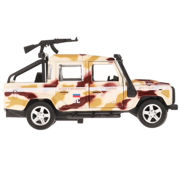 Машина металл LAND ROVER DEFENDER PICKUP КАМУФЛЯЖ 12 см, двери, багаж, кор. Технопарк в кор.2*36шт