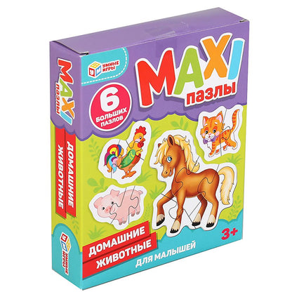 Домашние животные. Макси-пазлы для малышей.Коробка 150*180*40. 6 пазлов. Умные игры в кор.40шт