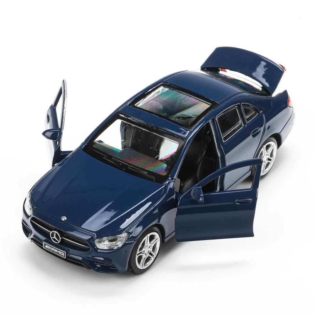 Машина металл MERCEDES-BENZ e-class amg 12см, дв,баг,ин,синий, кор. Технопарк в кор.2*36шт