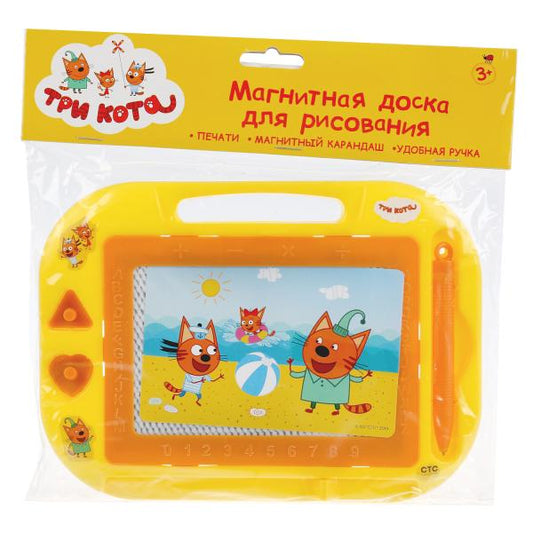Доска для рисования ТРИ КОТА магнитная, 2 штампа, 21*15см в пак. "Играем вместе" в кор.2*100шт