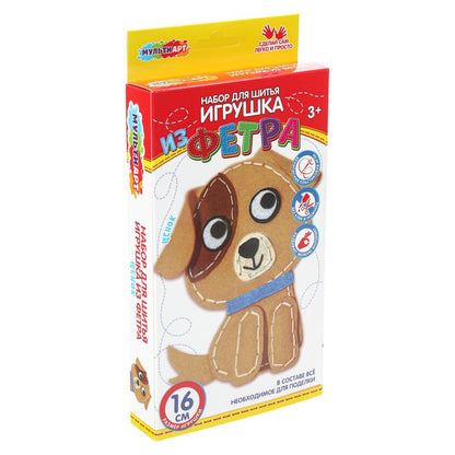 Игрушка из фетра милый щенок МУЛЬТИ АРТ в кор.66шт