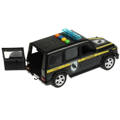 Машина пластик свет-звук MERCEDES-BENZ G-CLASS охрана 22 см, двер, баг, кор. Технопарк в кор.2*18шт