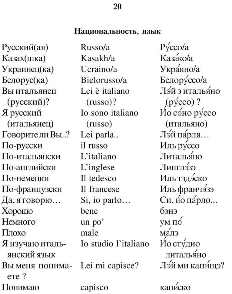 Русско-итальянский разговорник. Каро