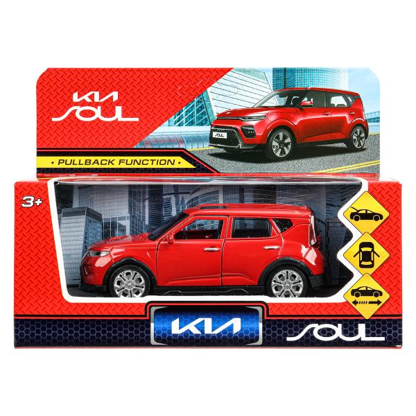 Машина металл KIA soul длина 12 см, двери, багаж., инерц, красный, кор. Технопарк в кор.2*36шт