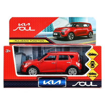Машина металл KIA soul длина 12 см, двери, багаж., инерц, красный, кор. Технопарк в кор.2*36шт
