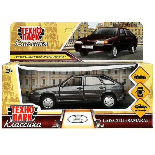 Машина металл LADA -2114 "SAMARA" 12 см, двер, баг, ин, баклажан, кор. Технопарк в кор.2*36шт