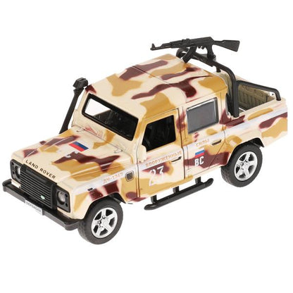 Машина металл LAND ROVER DEFENDER PICKUP КАМУФЛЯЖ 12 см, двери, багаж, кор. Технопарк в кор.2*36шт