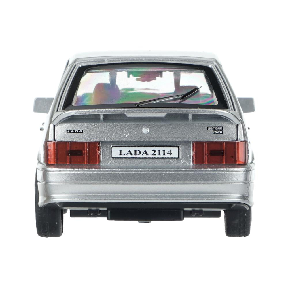 Машина металл ваз LADA 2114 15 см,св-з,откр 4 дв,баг,кап,инер,серебрист,кор. Технопарк в кор.2*36шт