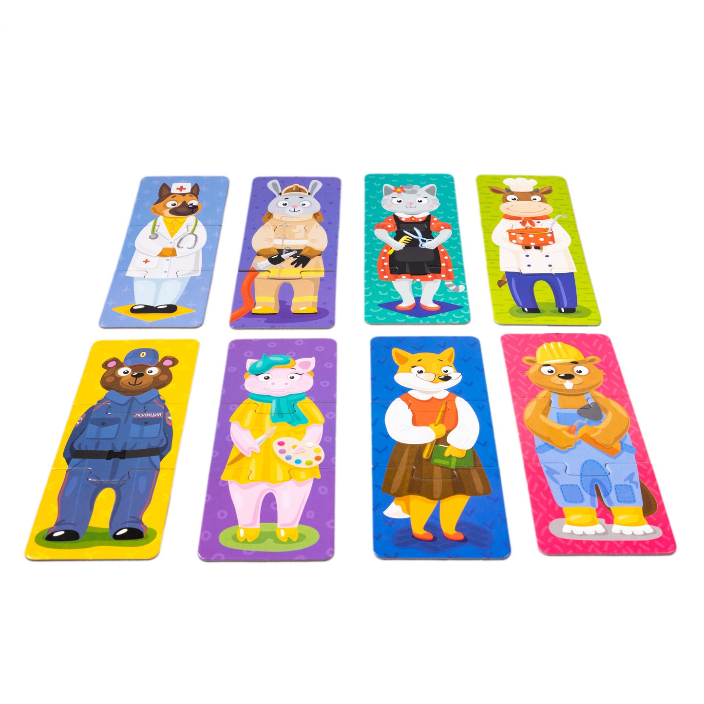 Пазлы тройные "Звери и профессии" 24 эл Baby Toys (макси)
