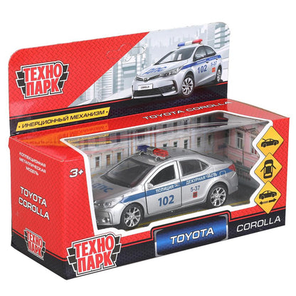 Машина металл TOYOTA COROLLA ПОЛИЦИЯ, длина 12см, открыв. двери, инерц. Технопарк в русс. кор.2*36шт