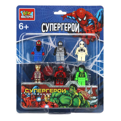 Конструктор фигурки спайдермен+супер герои -6 шт. Город мастеров в кор.2*96шт