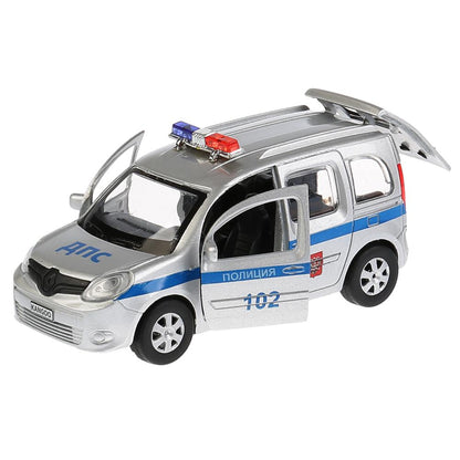 ТМ Технопарк. Машина металл "RENAULT KANGOO ПОЛИЦИЯ" 12см, открыв. двери, инерц. в кор. в кор.2*36шт