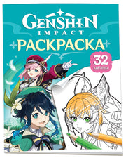 Genshin Impact. Герои вселенной Геншин. Раскраска (бирюзовая)
