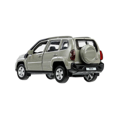 Машина металл LADA NIVA travel 12 см, двери, инер,серый, кор. Технопарк в кор.2*36шт