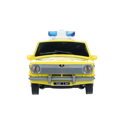 Машина р/у ГАЗ -2401 "волга" ПОЛИЦИЯ 21 см, свет, желт, Технопарк