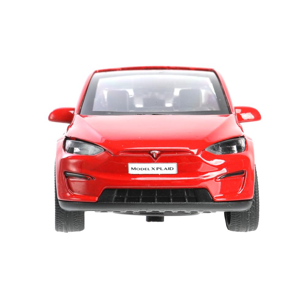 Машина металл tesla model x plaid 12 см, двери, красн, кор. Технопарк в кор.2*36шт