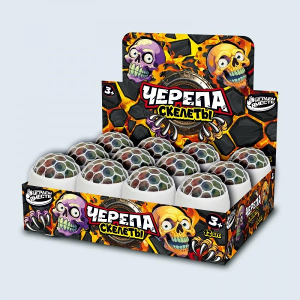 Игрушка жмяка с сеткой, череп 6.5*6.5 см, цвета в асс., дисплей Супер Жим уп-12шт в кор.6уп
