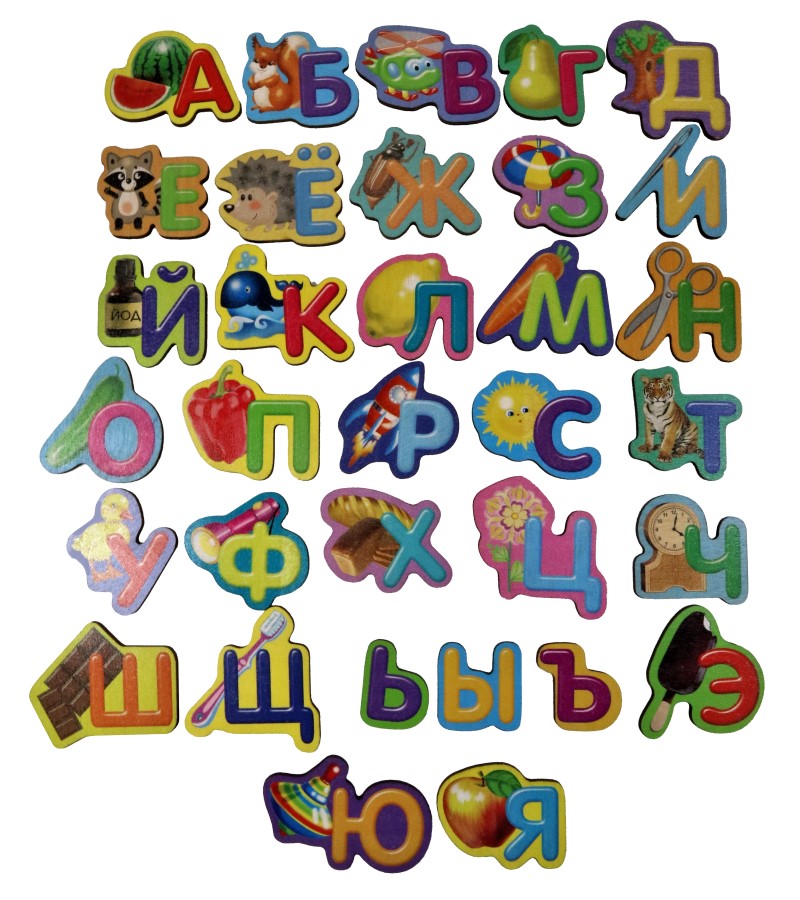 АЗБУКА ДЕРЕВЯННАЯ НА МАГНИТАХ в кор.14шт