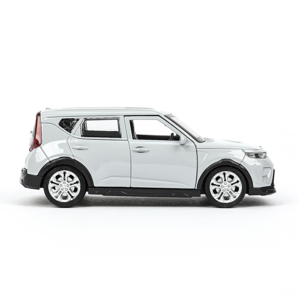 Машина металл KIA soul длина 12 см, двери, багаж., инерц, серебряный, кор. Технопарк в кор.2*36шт