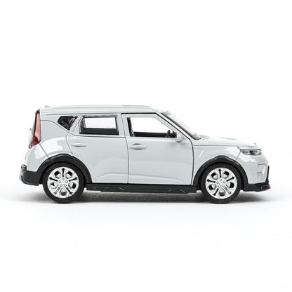 Машина металл KIA soul длина 12 см, двери, багаж., инерц, серебряный, кор. Технопарк в кор.2*36шт