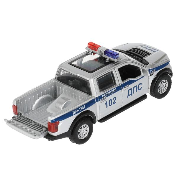 F150RAP-12POL-SR 326505 Машина металл FORD F150 RAPTOR ПОЛИЦИЯ 12 см, двери, багаж, ин, серебр, кор.