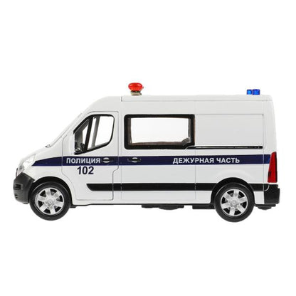 MASTER-14POL-WH 326462 Машина металл RENAULT MASTER ПОЛИЦИЯ 14 см, двери, инерц, белый, кор. Технопа