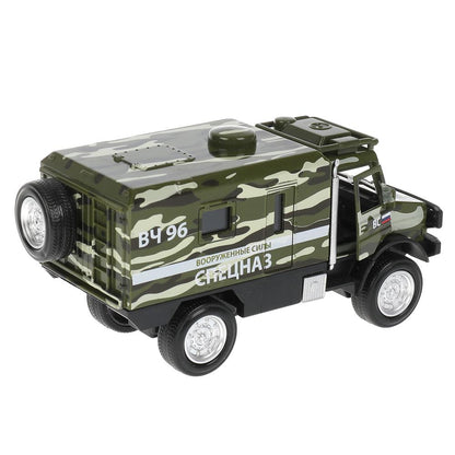 FY6066A-14SLMIL-GN306656 Машина металл свет-звук ГРУЗОВИК ВОЕННЫЙ КАМУФЛЯЖ 14 см, двери, зелен, кор.