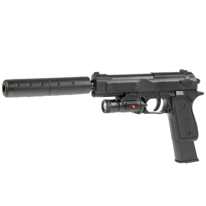Пистолет (п) с фонариком, с глушителем, с пульками K2012 в пак. в кор.2*60шт