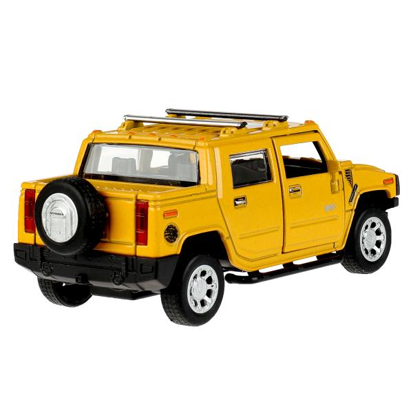 Машина металл HUMMER H2 PICKUP длина 12 см, двер, багаж, инерц, желтый, кор. Технопарк в кор.2*36шт