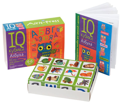 IQ кубики. 12 кубиков. Азбука. 65 игр для развития речи. 4+