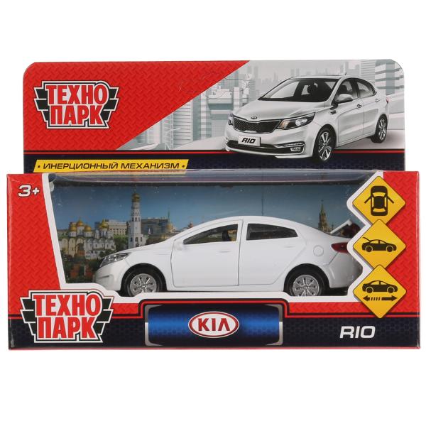Машина металл KIA RIO длина 12 см, двери, багаж, инерц, белый, кор. Технопарк в кор.2*36шт