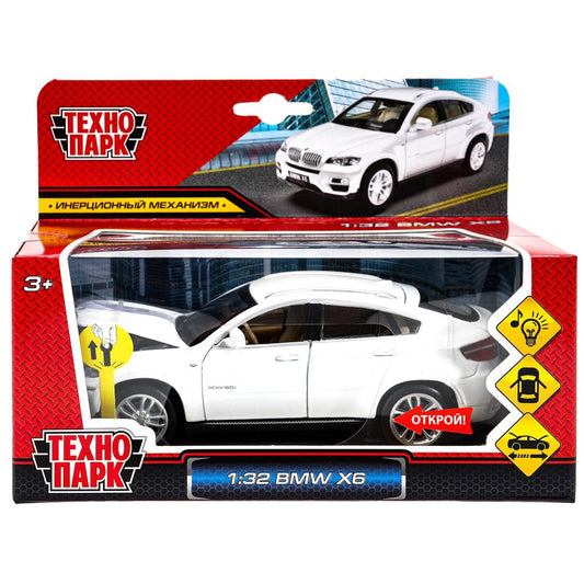 Машина металл свет-звук BMW X6, 15,5 см, двери, капот, багажник, инерция Технопарк в кор.2*24шт