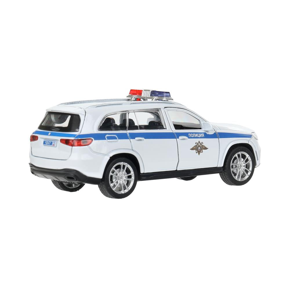 Машина металл свет-звук MERCEDES-BENZ gls class amg 12см,ПОЛИЦИЯ белый, кор. Технопарк в кор.2*36шт