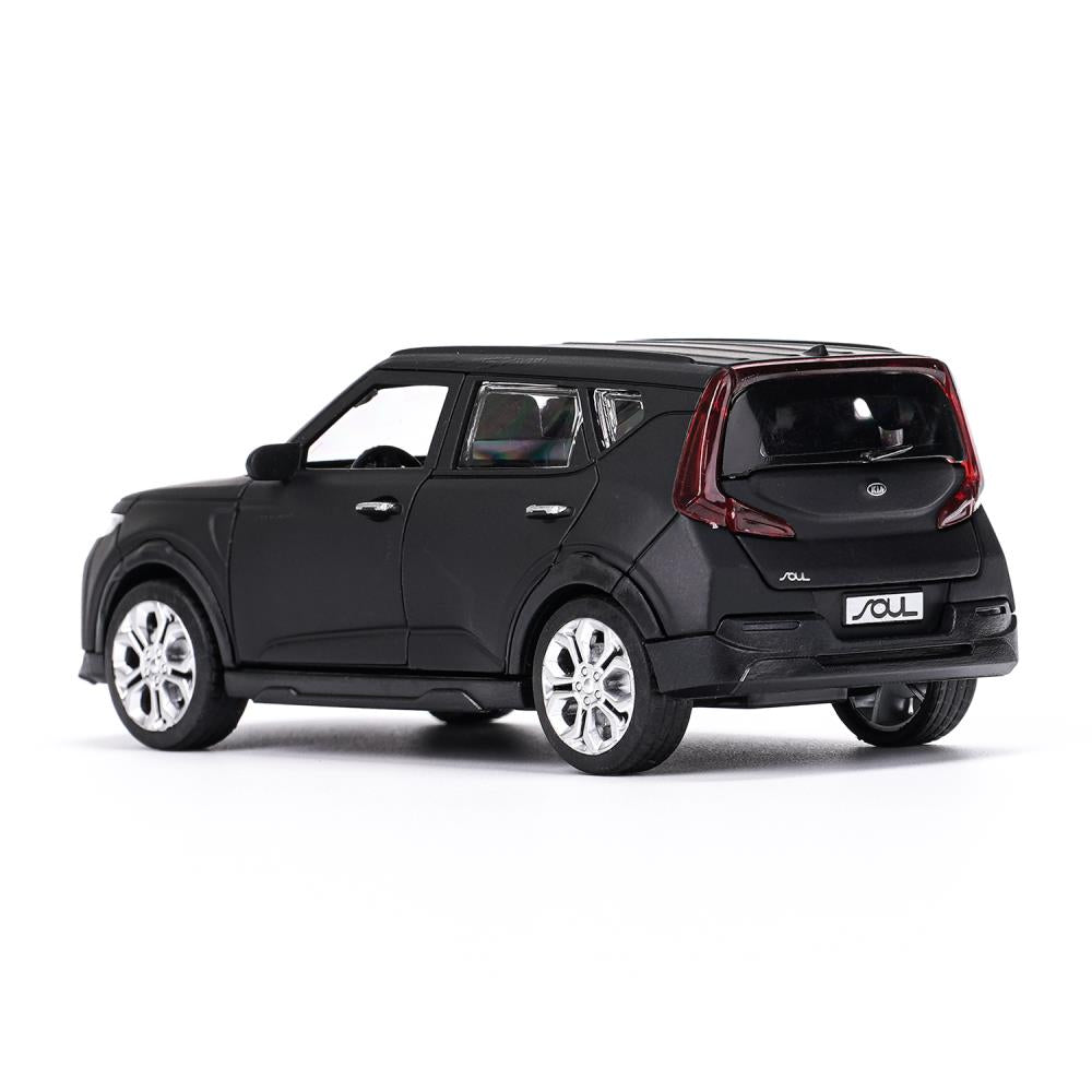 Машина металл свет-звук KIA soul 12 см, двер, инер, черный МАТОВЫЙ, кор. Технопарк в кор.2*36шт