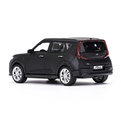 Машина металл свет-звук KIA soul 12 см, двер, инер, черный МАТОВЫЙ, кор. Технопарк в кор.2*36шт