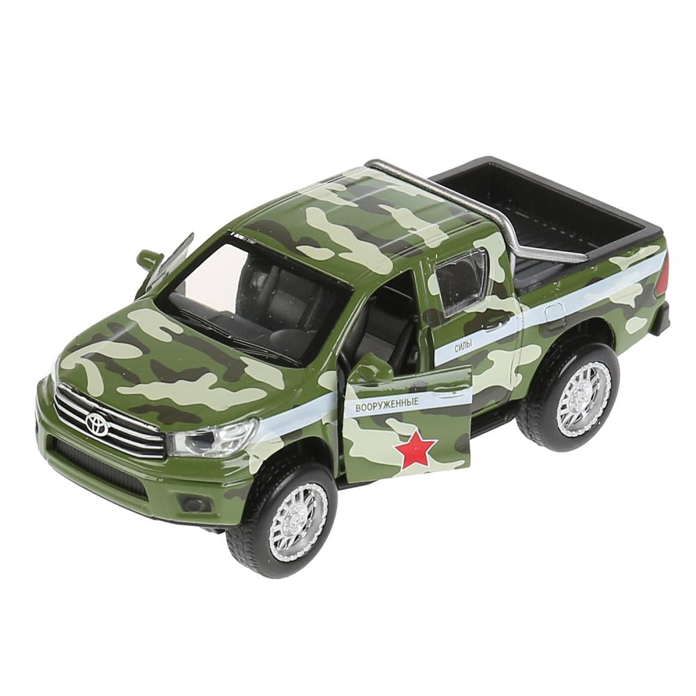 Машина металл свет-звук "toyota hilux камуфляж" 12см, инерц.зеленый,в кор. Технопарк в кор.2*36шт