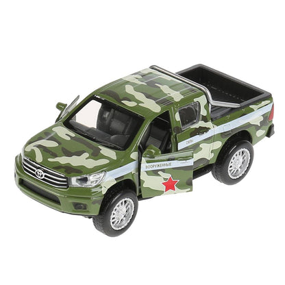 Машина металл свет-звук "toyota hilux камуфляж" 12см, инерц.зеленый,в кор. Технопарк в кор.2*36шт