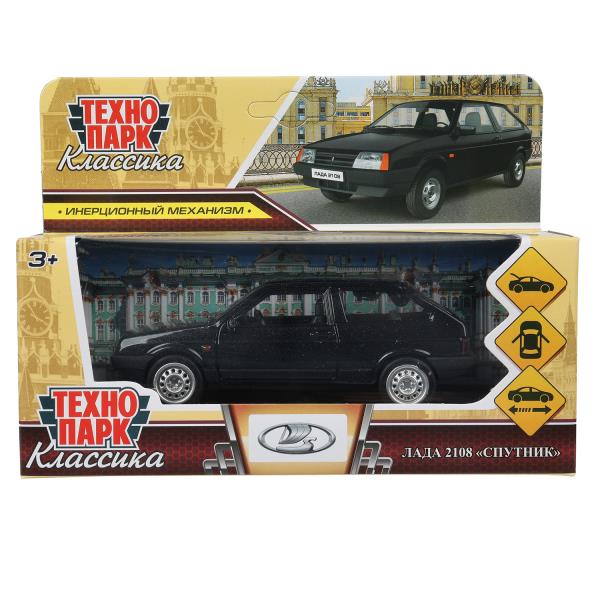 Машина металл LADA -2108 "СПУТНИК", 11,7 см, двери, баг., ин., черный, кор. Технопарк в кор.2*36шт