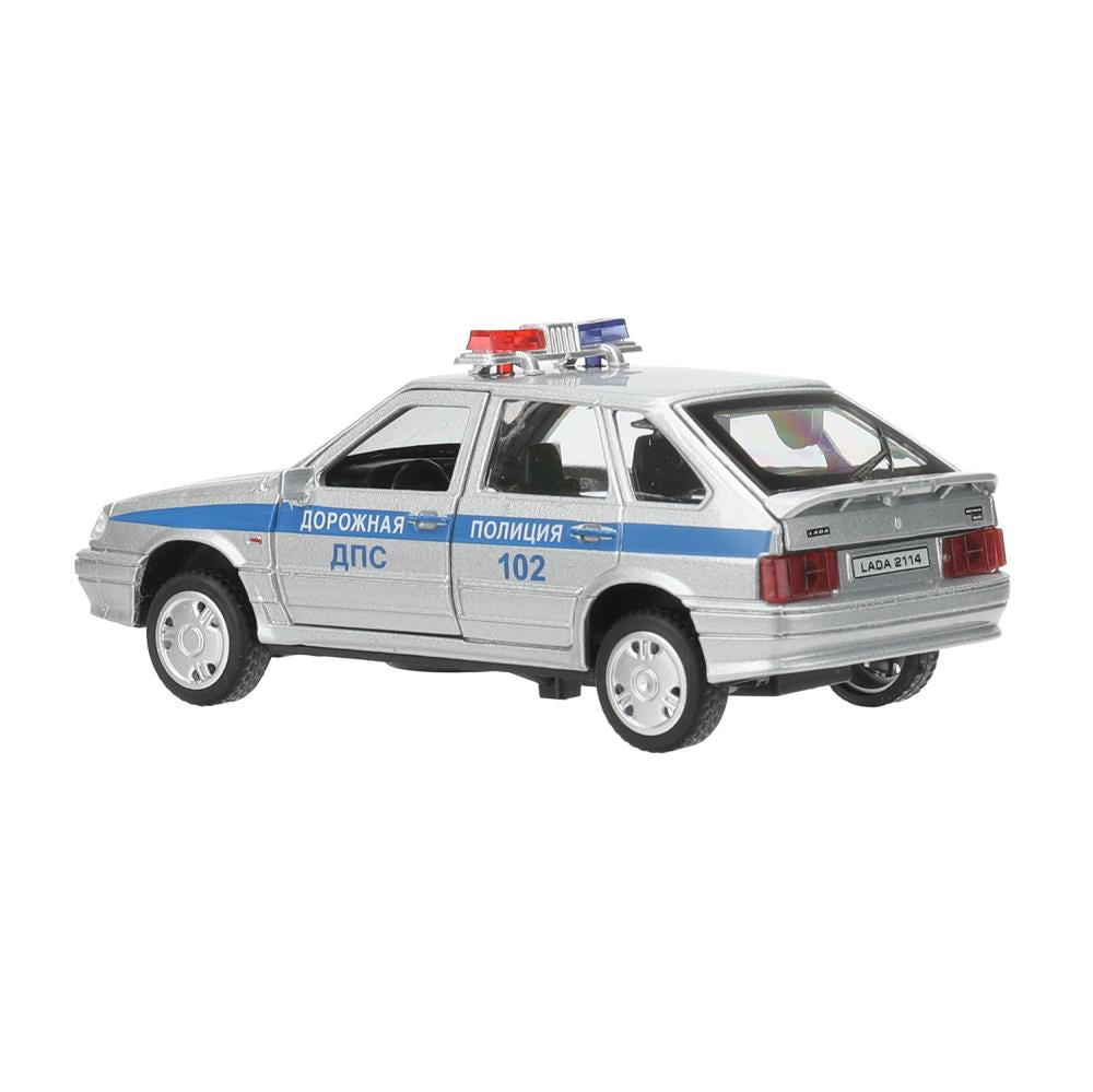 Машина металл свет-звук LADA-2114 "SAMARA" ПОЛИЦИЯ 12 см, двери, багаж, кор. Технопарк в кор.2*36шт