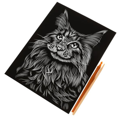 Гравюра 18*24 см Кот, серебряная МУЛЬТИ АРТ в кор.120шт