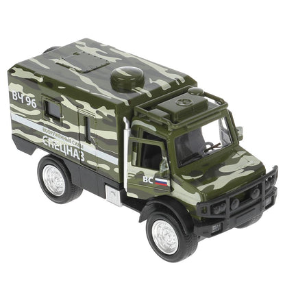 FY6066A-14SLMIL-GN306656 Машина металл свет-звук ГРУЗОВИК ВОЕННЫЙ КАМУФЛЯЖ 14 см, двери, зелен, кор.