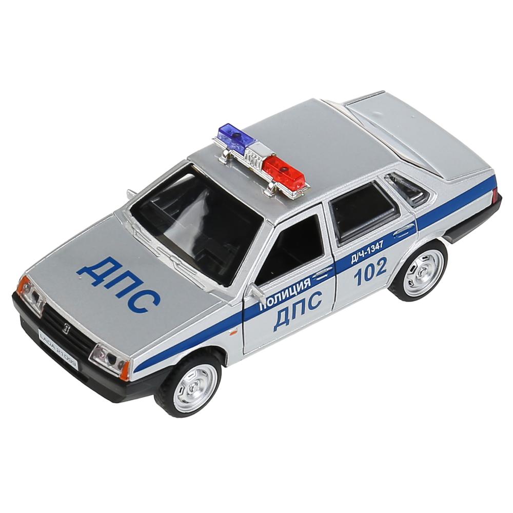 Машина металл свет-звук LADA-21099 "СПУТНИК" ПОЛИЦИЯ 12 см, двери, кор. Технопарк в кор.2*36шт