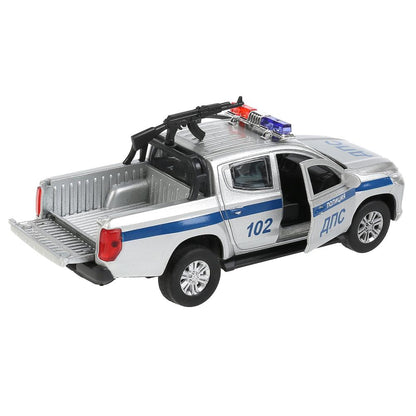 Машина металл MITSUBISHI L200 PICKUP ПОЛИЦИЯ 13 см, двери, багаж, кор. Технопарк в кор.2*36шт