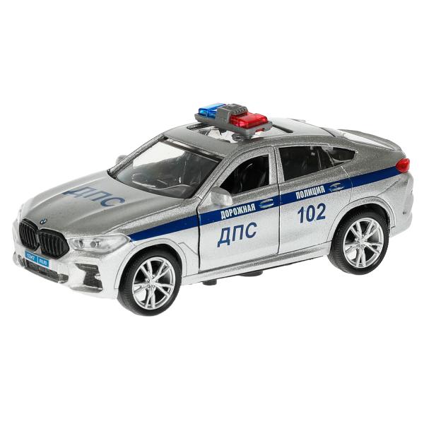 Машина металл свет-звук BMW X6 mk3 g06 ПОЛИЦИЯ 12 см, двер, инер, сер, кор. Технопарк в кор.2*36шт
