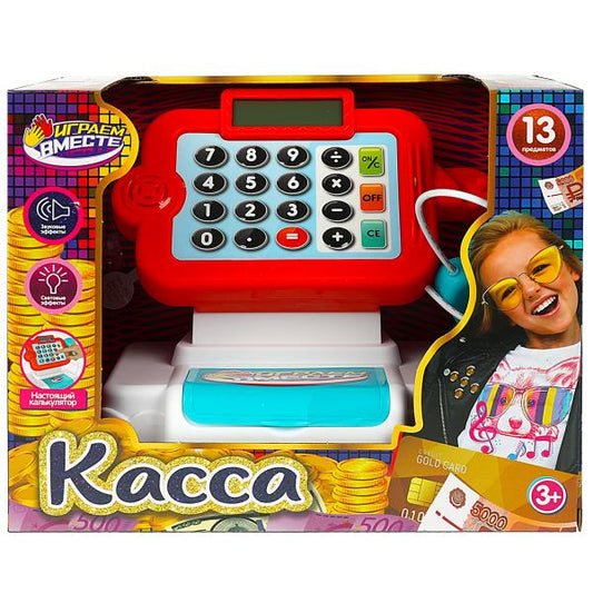 Касса свет-звук, калькулятор, кор.24*19,5*14,5см ИГРАЕМ ВМЕСТЕ в кор.2*18шт