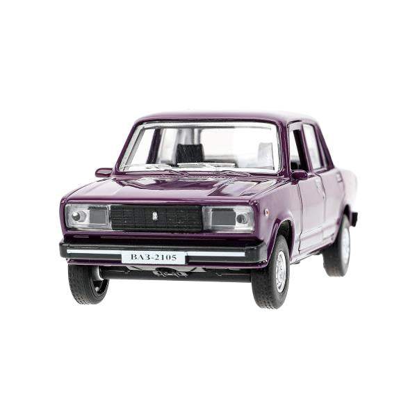 Машина металл LADA ваз-2105 1997 12 cm, двери, багаж, инерц.баклажан, кор. Технопарк в кор.2*36шт