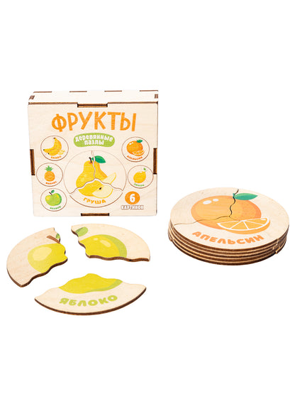 Пазл деревянный "Фрукты" (6 картинок)