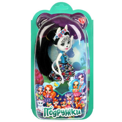 Кукла 15 см подружки, ноги сгиб, зебра, акс, блист КАРАПУЗ в кор.2*72шт